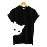 1 Pcs Funny Cat Women T-shirt Cotton Harajuku Slim Short Sleeved Summer Shirt Sexy Korean Lady Girls Tee Tops