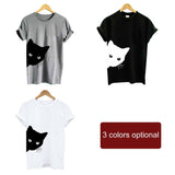 1 Pcs Funny Cat Women T-shirt Cotton Harajuku Slim Short Sleeved Summer Shirt Sexy Korean Lady Girls Tee Tops