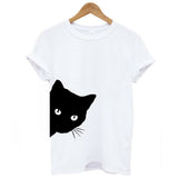 1 Pcs Funny Cat Women T-shirt Cotton Harajuku Slim Short Sleeved Summer Shirt Sexy Korean Lady Girls Tee Tops