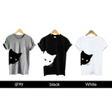 1 Pcs Funny Cat Women T-shirt Cotton Harajuku Slim Short Sleeved Summer Shirt Sexy Korean Lady Girls Tee Tops