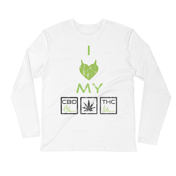 I HEART MY CBD THC - Long Sleeve Fitted Crew - HTBADD