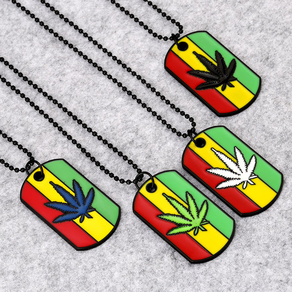 Rasta Cannabis Pendant Steel