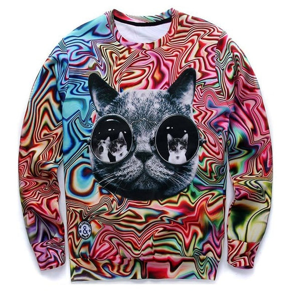 Psychedelic - Cat In Glasses Sweatshirt