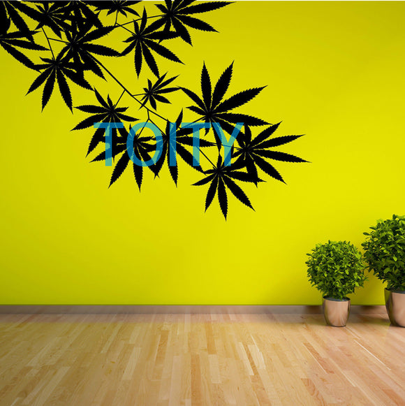 Cannabis Plant Wall Vinyl Sticker H57cm x W81cm