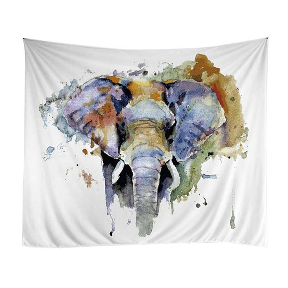 Psychedelic -  Water Color Elephant Tapestry