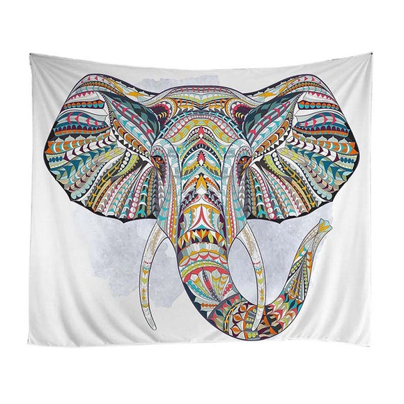 Psychedelic -  Patterned Elephant Tapestry