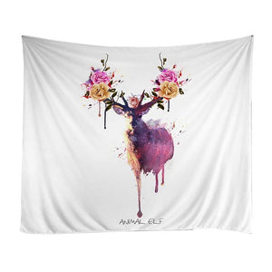 Psychedelic -  Paint Drip Deer Tapestry