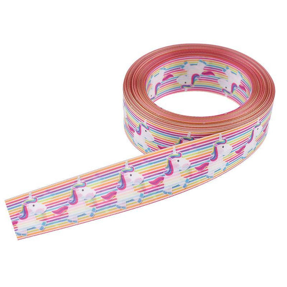 10 Yards Of Cartoon Rainbow Unicorn Ribbon