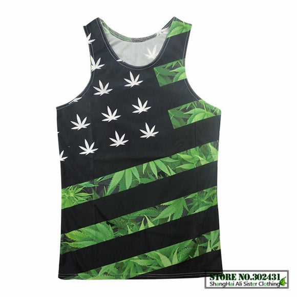 3D American Flag Cannabis Leaf Tank Top UNISEX