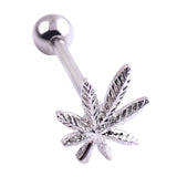 Cannabis Barbell Tongue Rings / Labret Stainless Steel