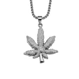 Golden Cannabis Leaf Pendant and Necklace