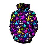 3D Vivid Neon Cannabis Leaf Hoodie