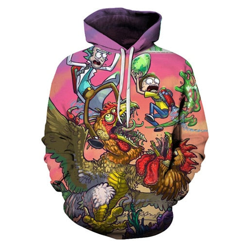 Rick and Morty Hoodie - Chicken FIght