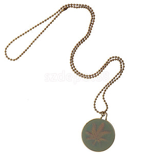 Cannabis Pendant Gold Chain Necklace