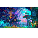 Psychedelic - Trippy Mushroom Town Silk Poster