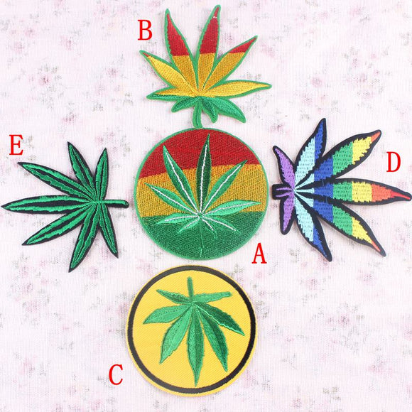 Iron On Vintage Hippie Cannabis Leaf Patches