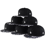 Embroidered Weed Leaf Snapback Hat Black