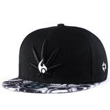 Embroidered Weed Leaf Snapback Hat Black