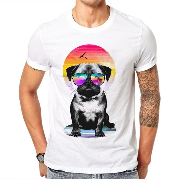 Cool Tees - French Bulldog At Sunset In Glasses T-shirt