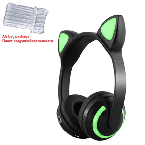 Cat/Devil/Deer Ear Headset Bluetooth Headphone with 7 Color Flashing Glowing Cat Ear Wireless Headphone for Kids Cosplay